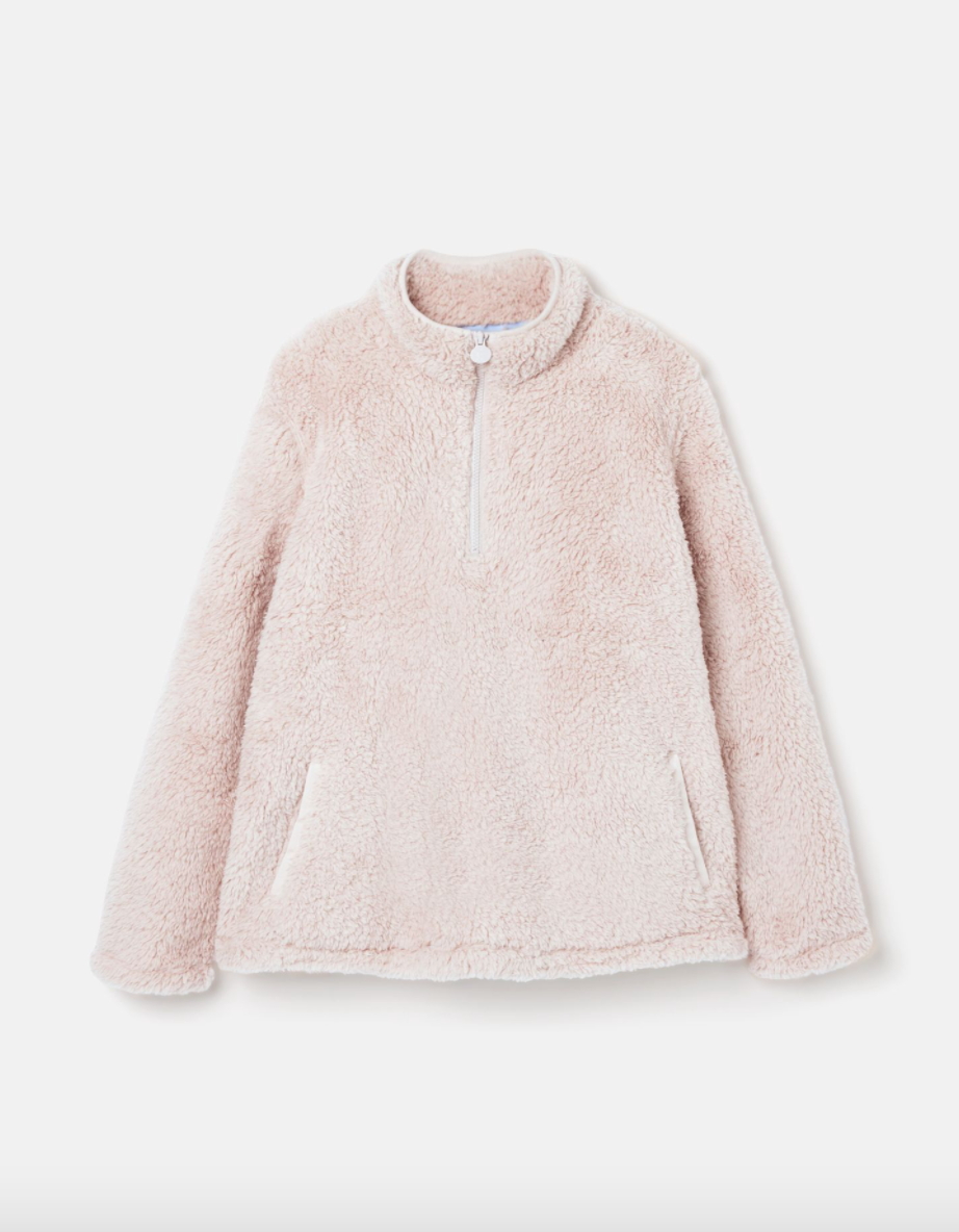 Polly Fleece Zip Neck Jumper in Pink