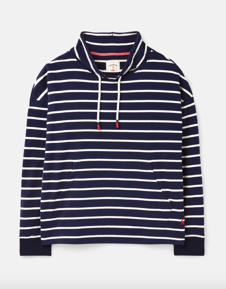 Harlton Funnel Neck Striped Sweatshirt - Navy Cream Stripe