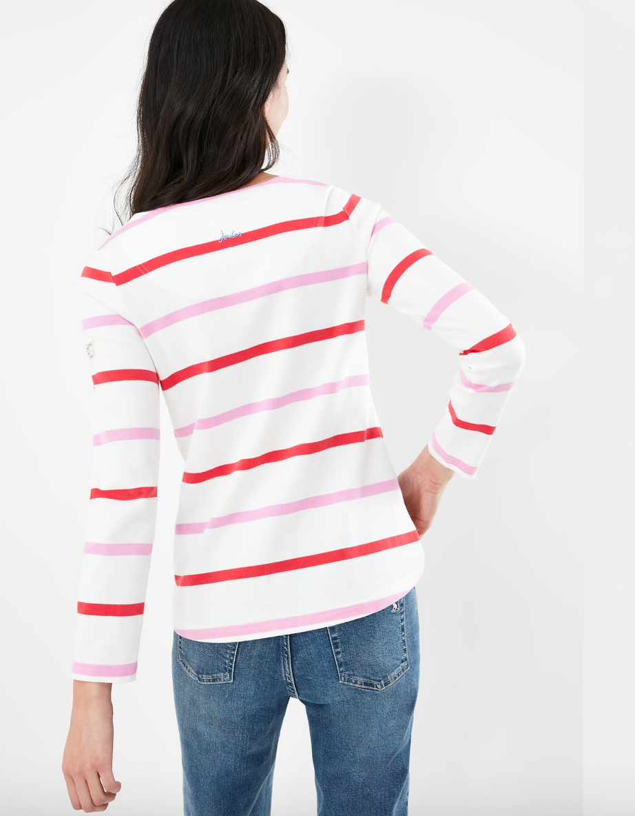 Joules - Women's Harbour Long Sleeve Jersey Top - Cream Stripe