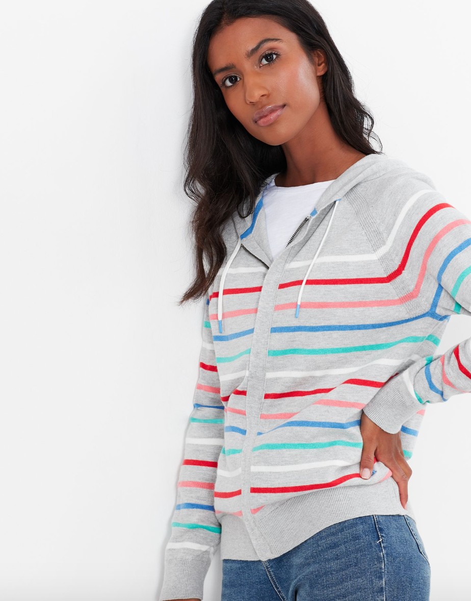 Women's Witham Stripe Hooded Sweatshirt - Grey Multi Stripe