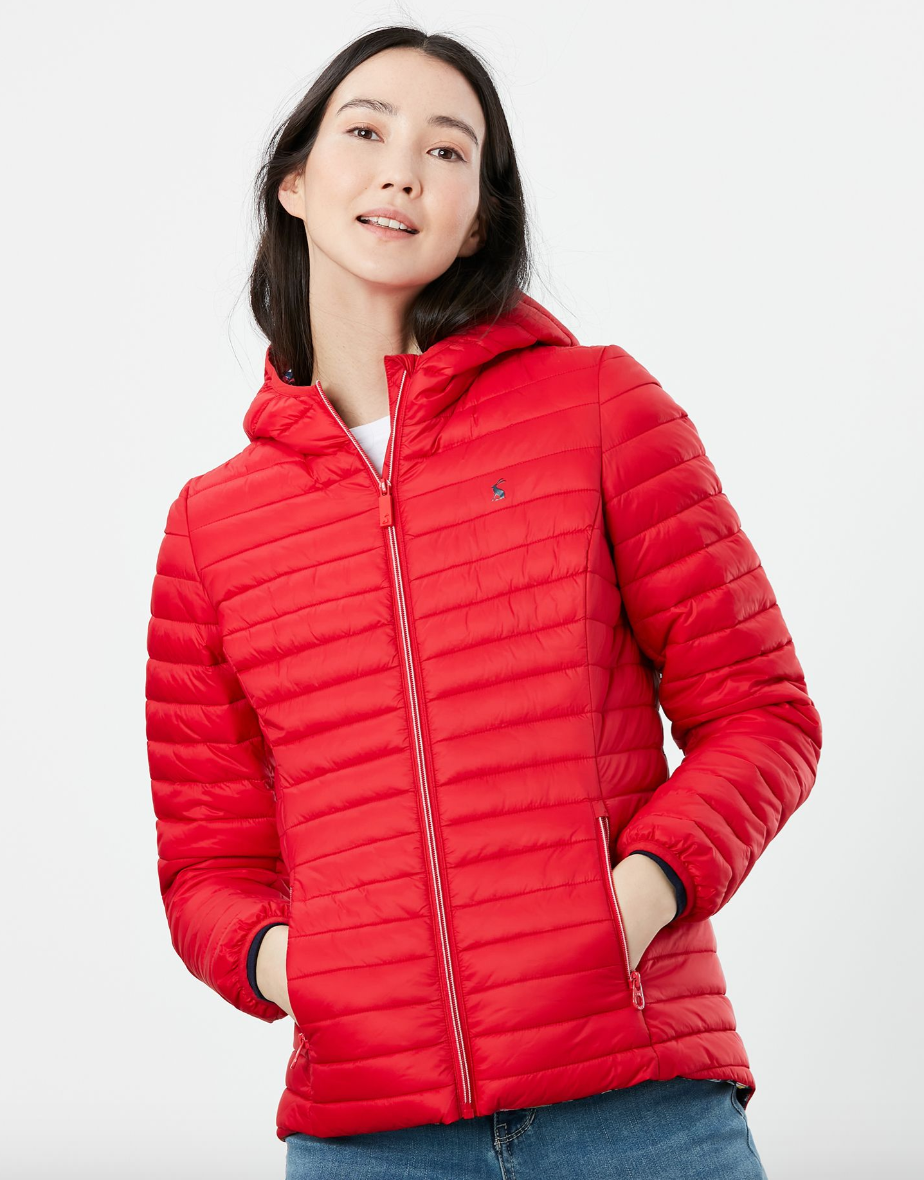 Snug Water Resistant Packable Jacket in Red