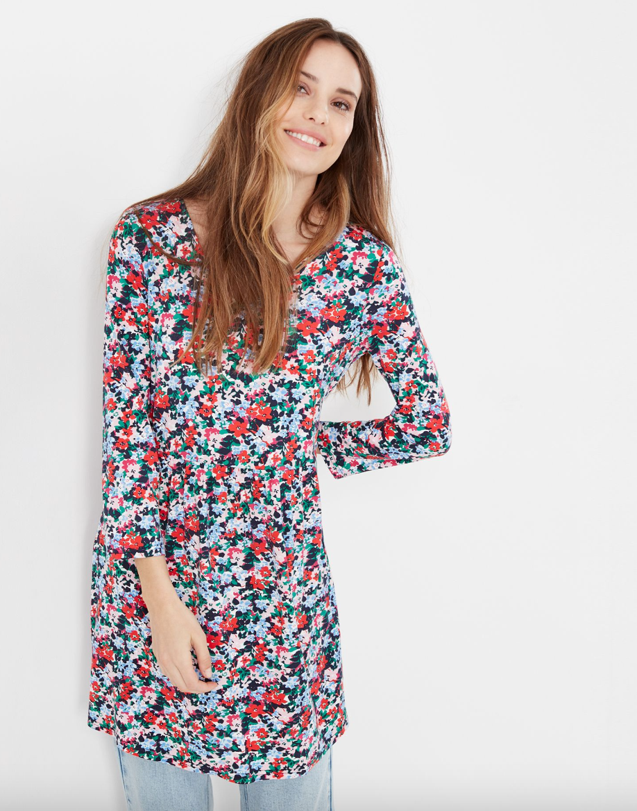 Joules - Women's Erin Floral V Neck Jersey Tunic