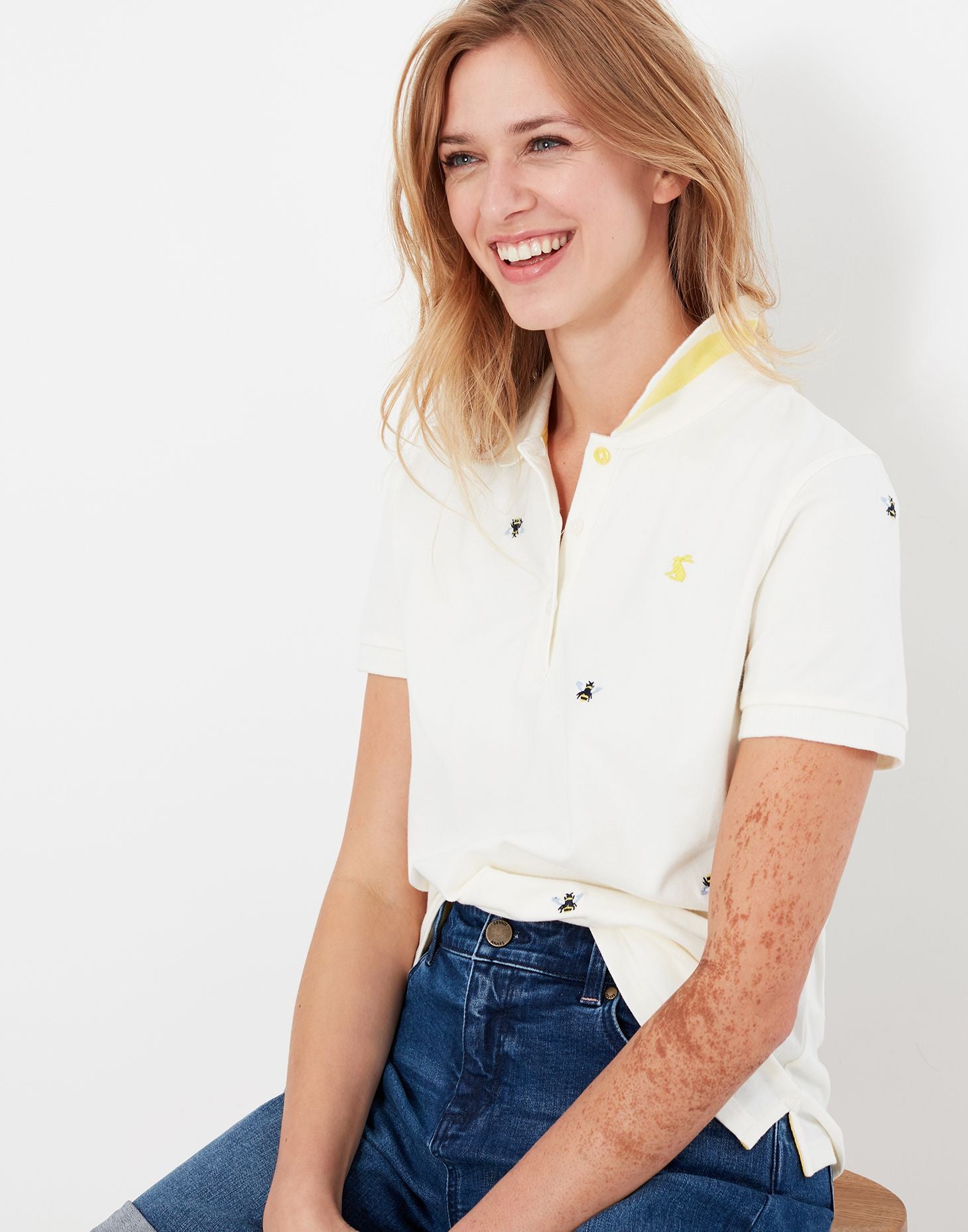 Women's Pippa Embroidered Polo Shirt - Cream Bee