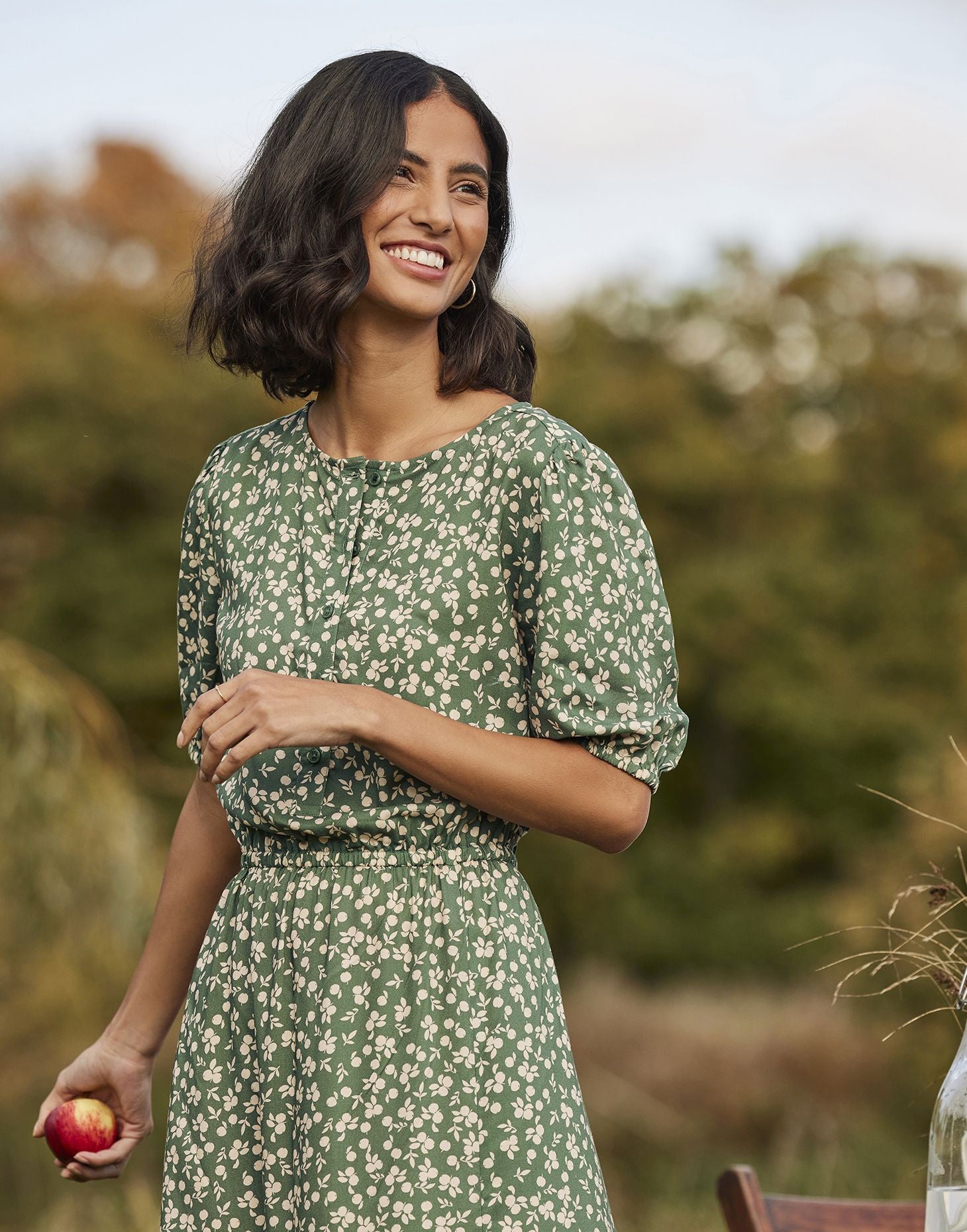 Women's Adele Button Down Tiered Dress - Apple Ditsy