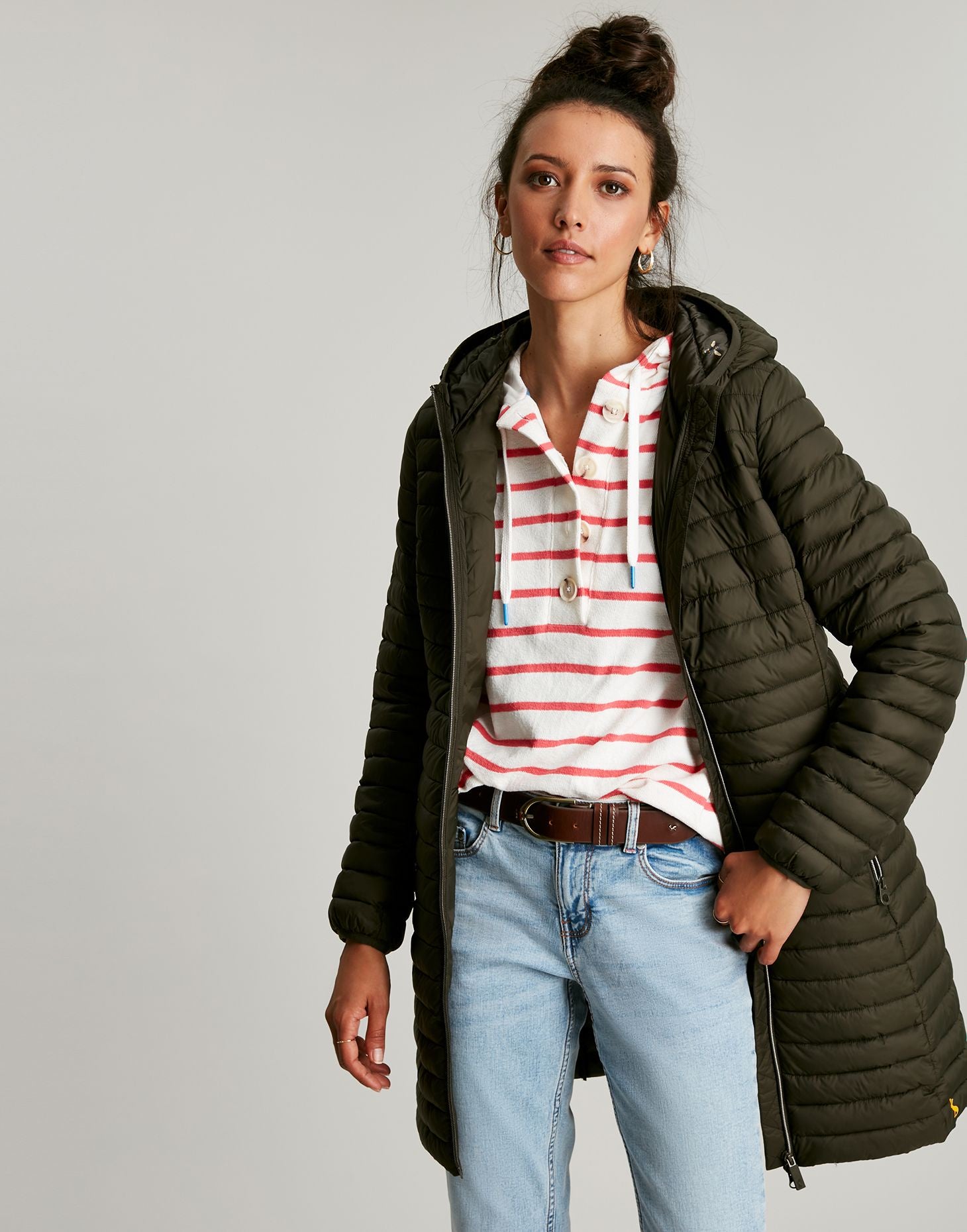 Joules - Snug Long Packable Shower Proof Coat - Heritage Green