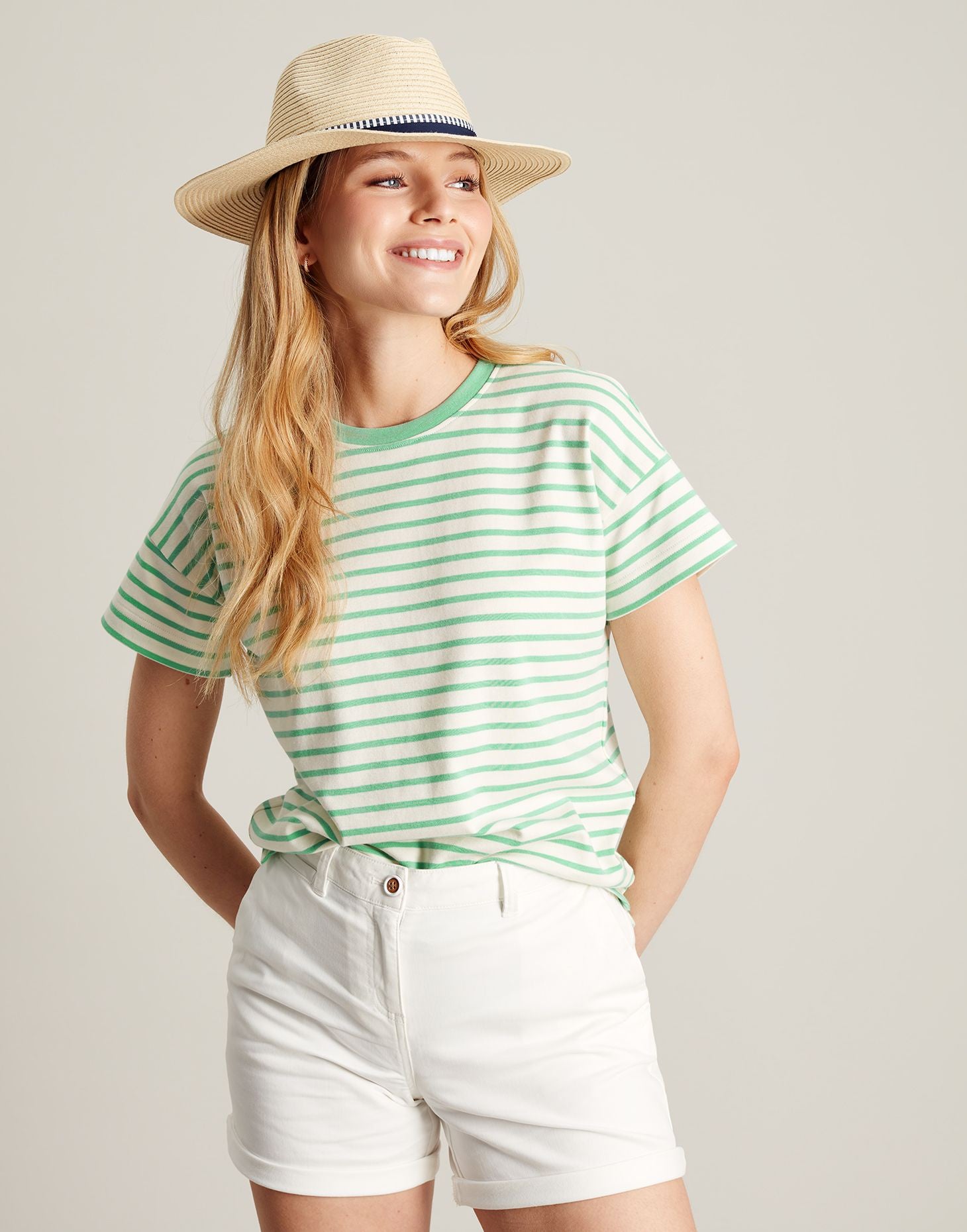 Macey Striped Short Sleeve T-Shirt - Green Stripe