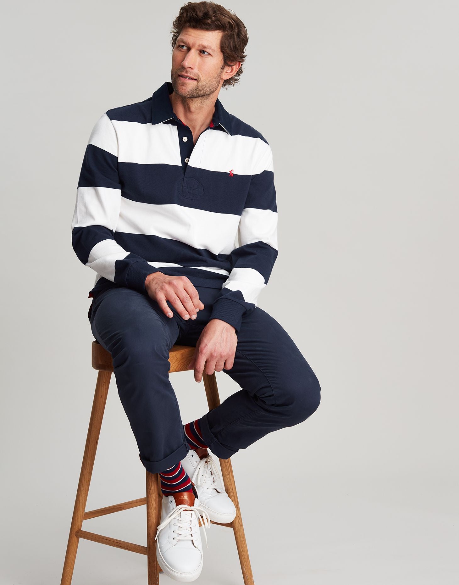 Men's Onside Rugby Shirt - NAVY CREAM STRIPE