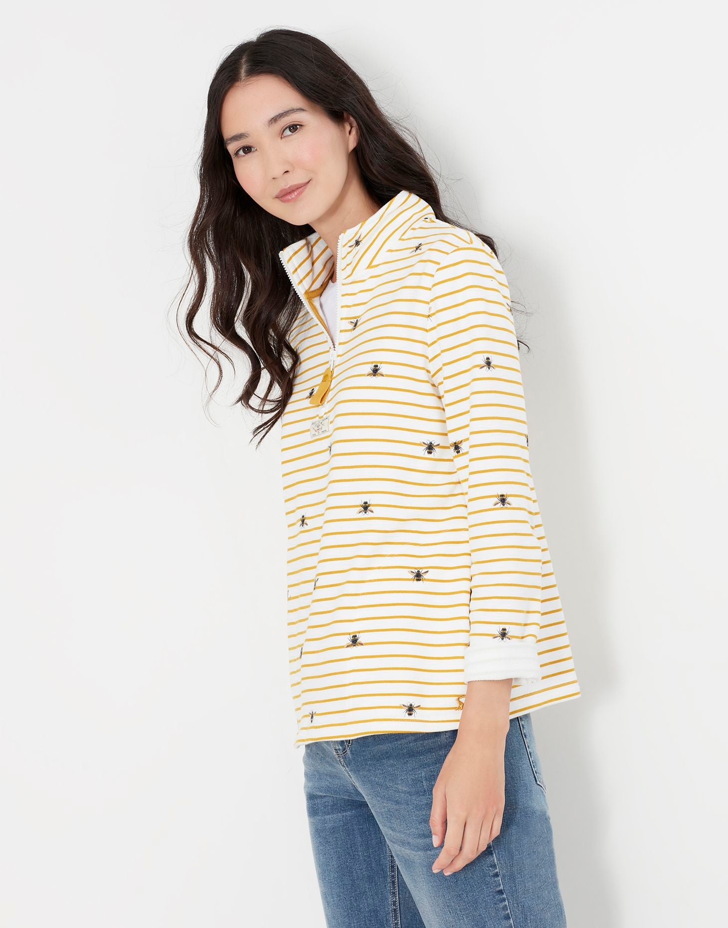 Pip Print Print Casual Half Zip Sweatshirt - Yellow Stripe Bee