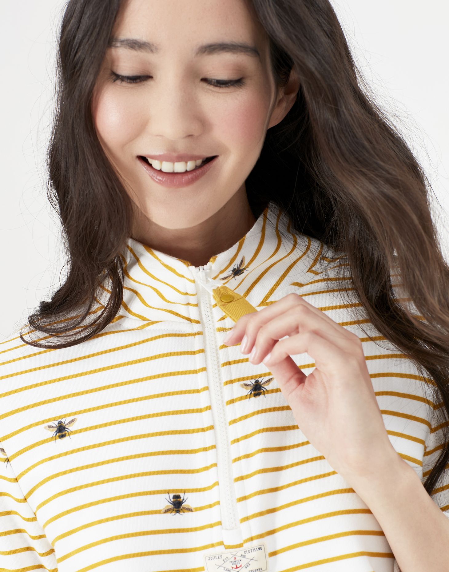 Pip Print Print Casual Half Zip Sweatshirt - Yellow Stripe Bee