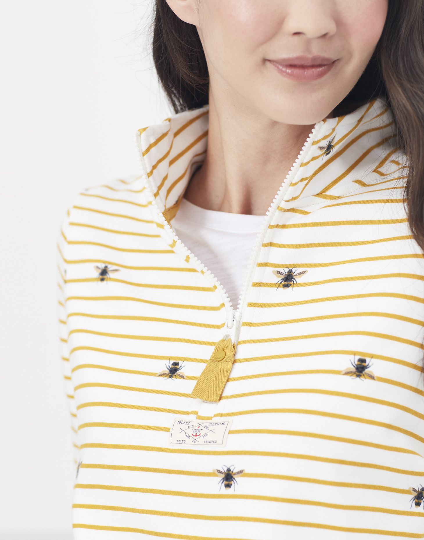 Pip Print Print Casual Half Zip Sweatshirt - Yellow Stripe Bee
