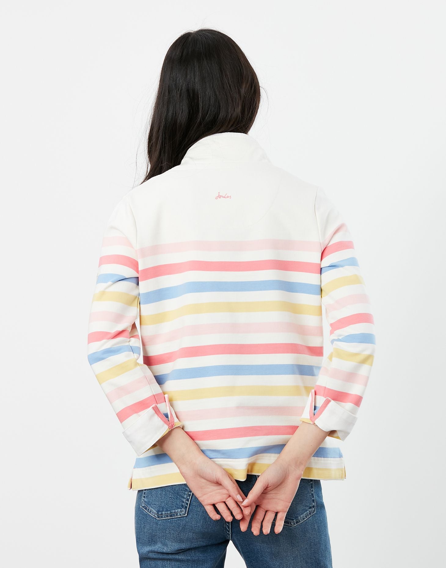 Women's Saunton Funnel Neck Sweatshirt - Cream Strawberry Stripe