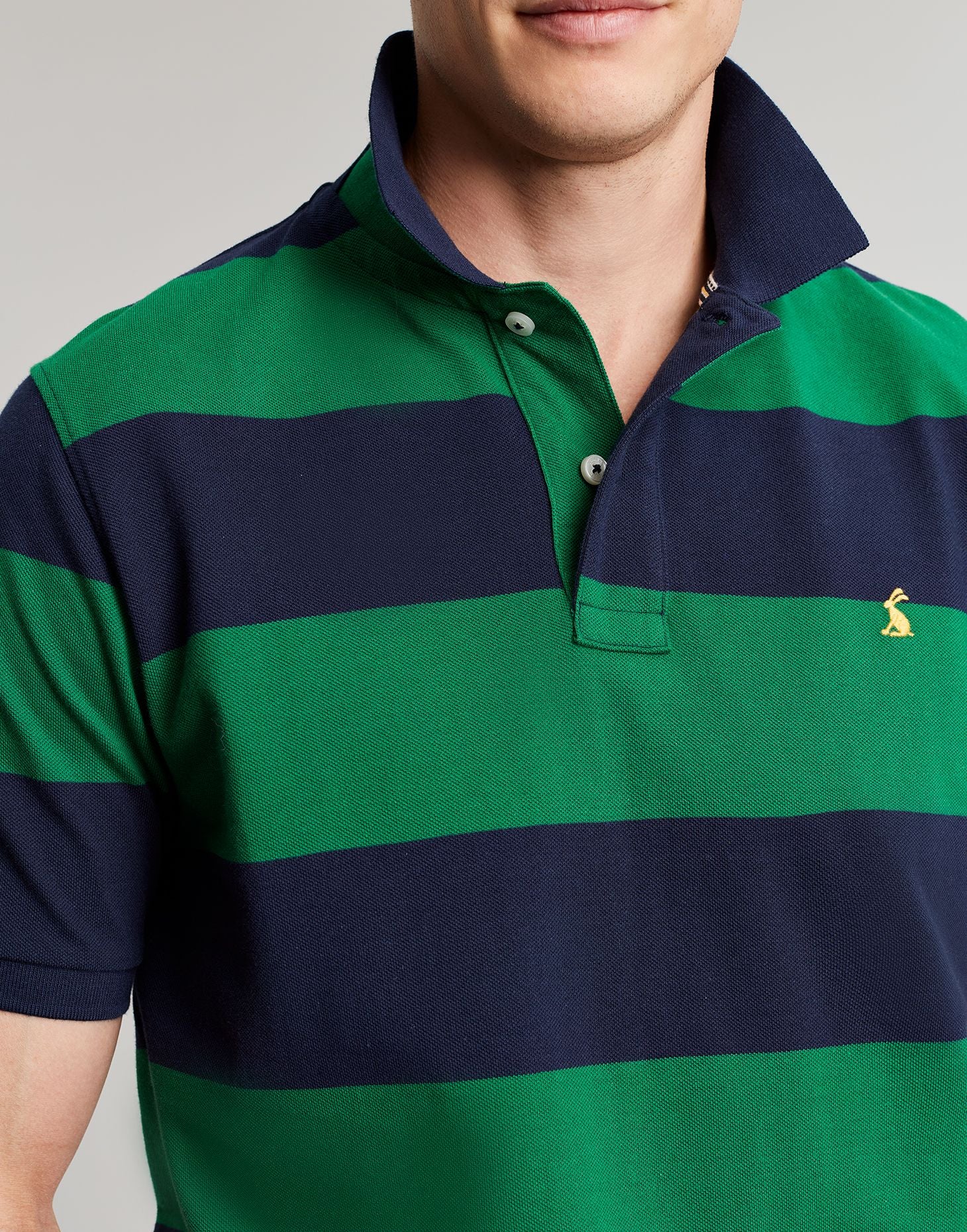 Men's Filbert Polo Shirt - Navy Green Stripe