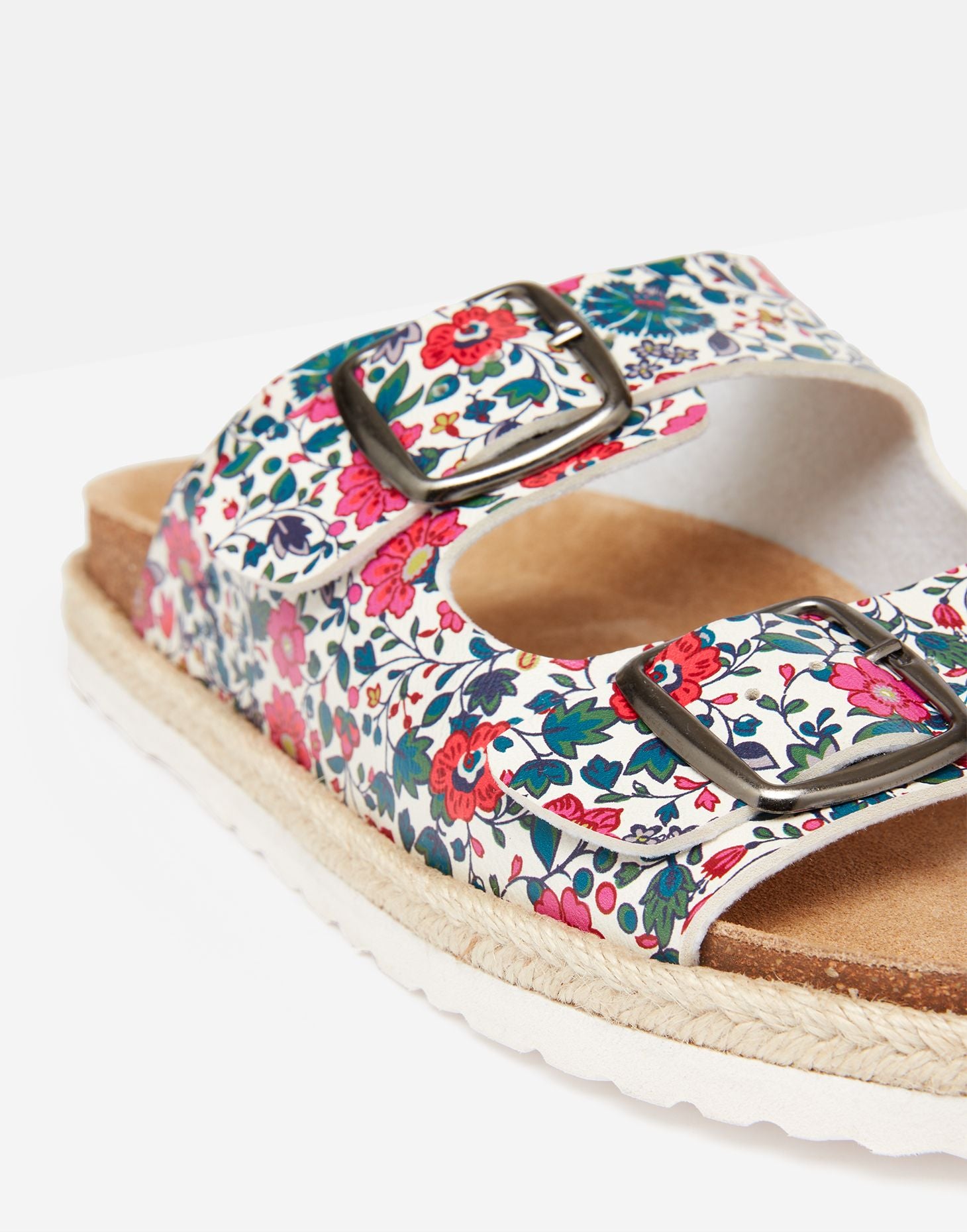 Reina Twin Strap Sandals - White Floral Ditsy