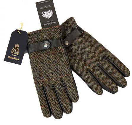 Failsworth harris tweed and leather gloves brown
