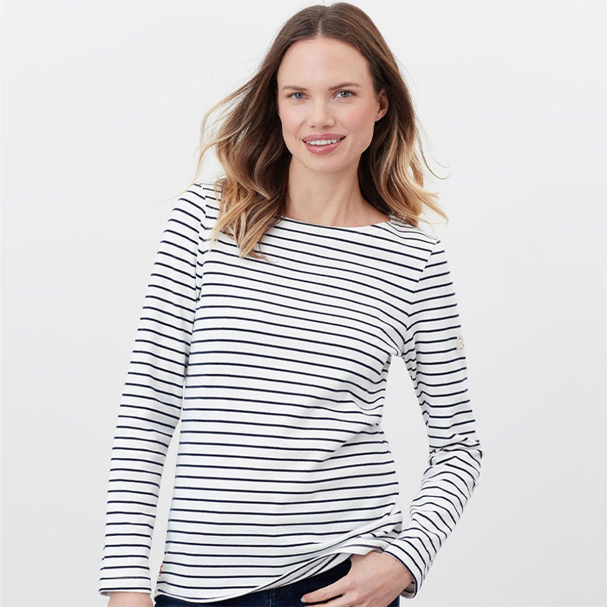 Women's Harbour Long Sleeve Top - Navy Cream Stripe
