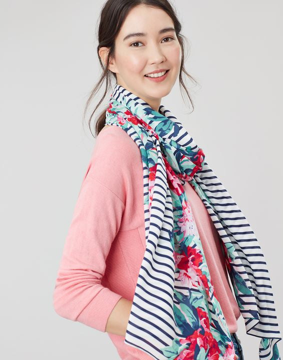 Joules Conway rectangle scarf - Navy floral border