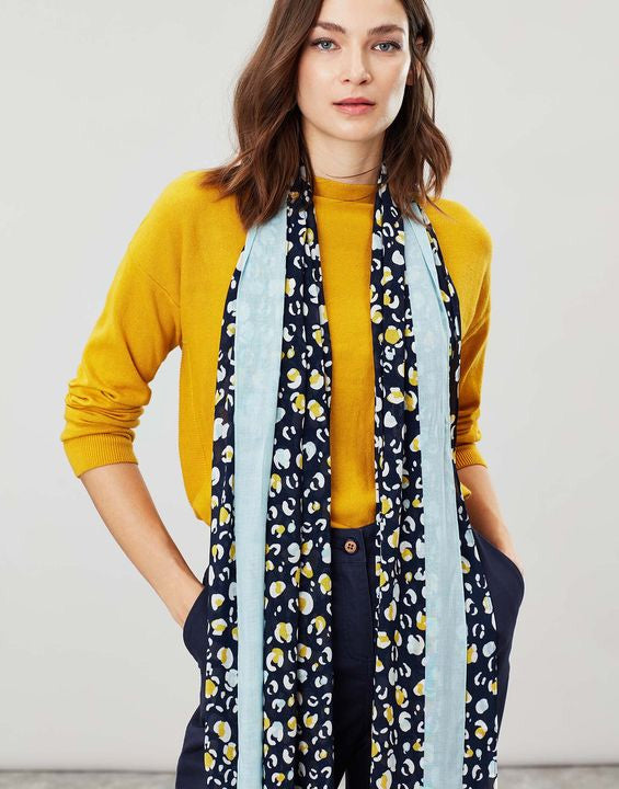Joules Conway rectangle scarf - Navy leopard