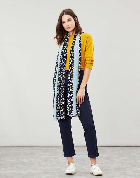 Joules Conway rectangle scarf - Navy leopard