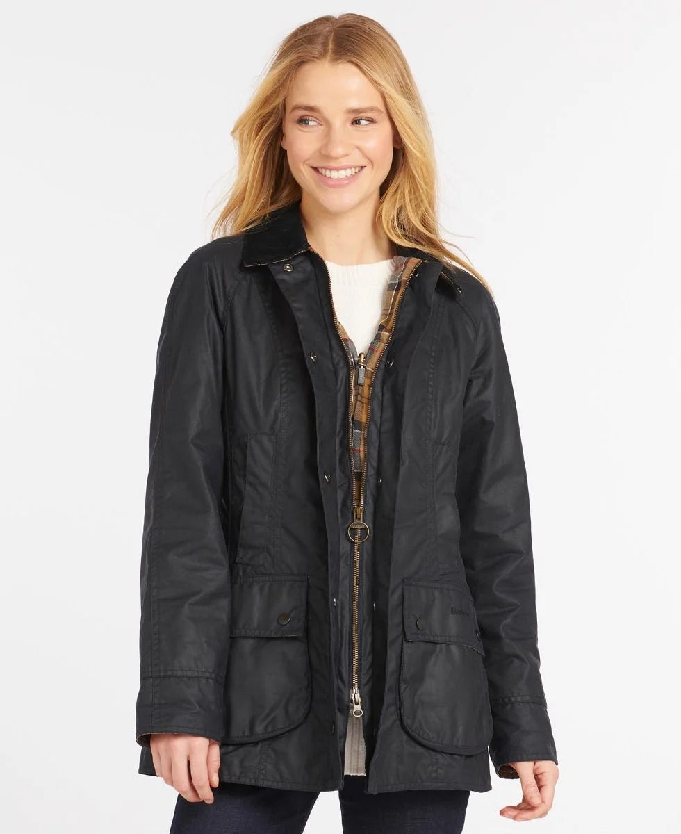 Barbour navy wax jacket ladies top