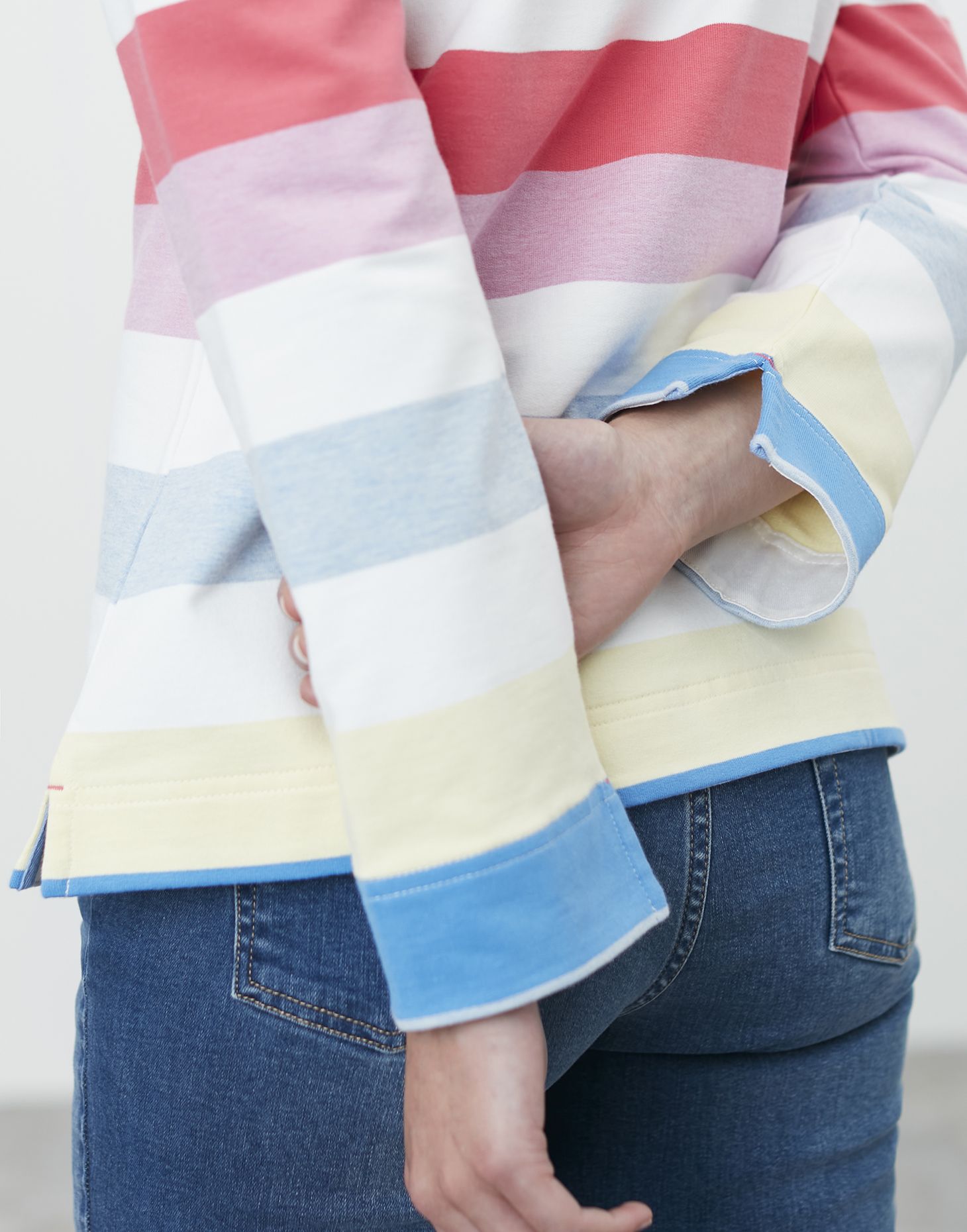 Saunton Funnel Neck Sweatshirt in Multi Stripe