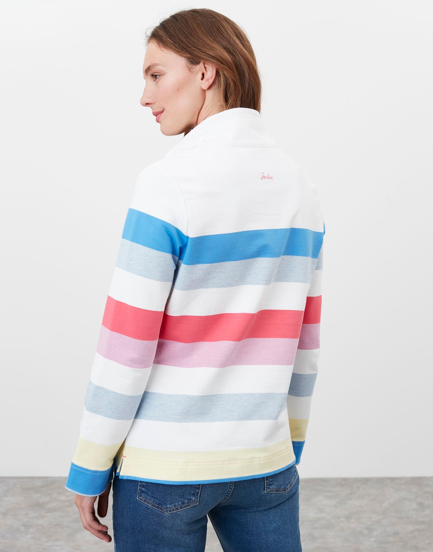 Saunton Funnel Neck Sweatshirt in Multi Stripe