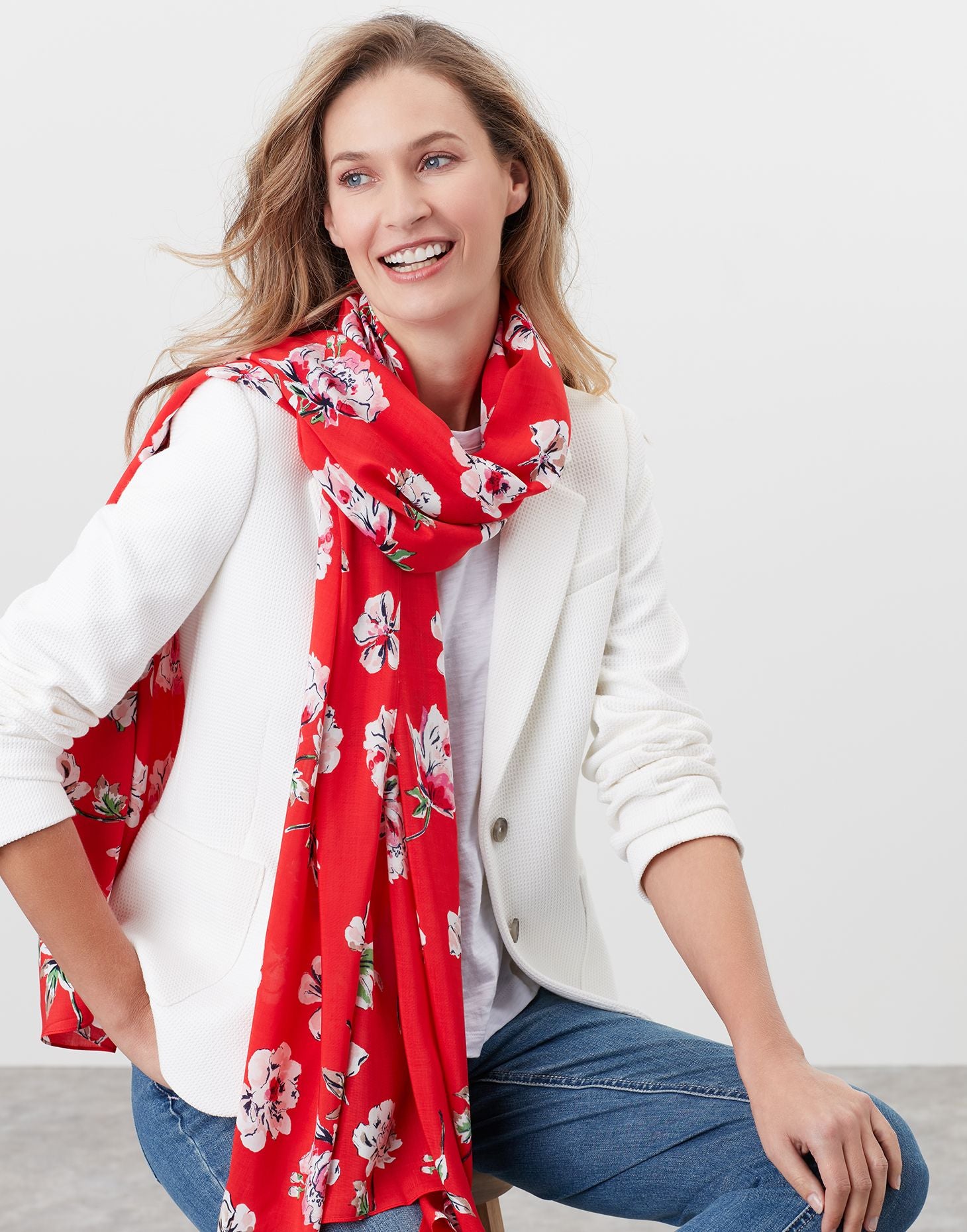 Conway Printed Scarf In Red Floral
