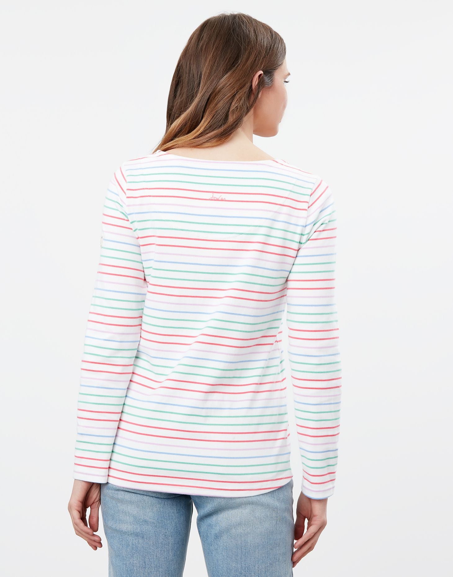 Joules - Women's Harbour Long Sleeve Jersey Top - Cream Multi Stripe