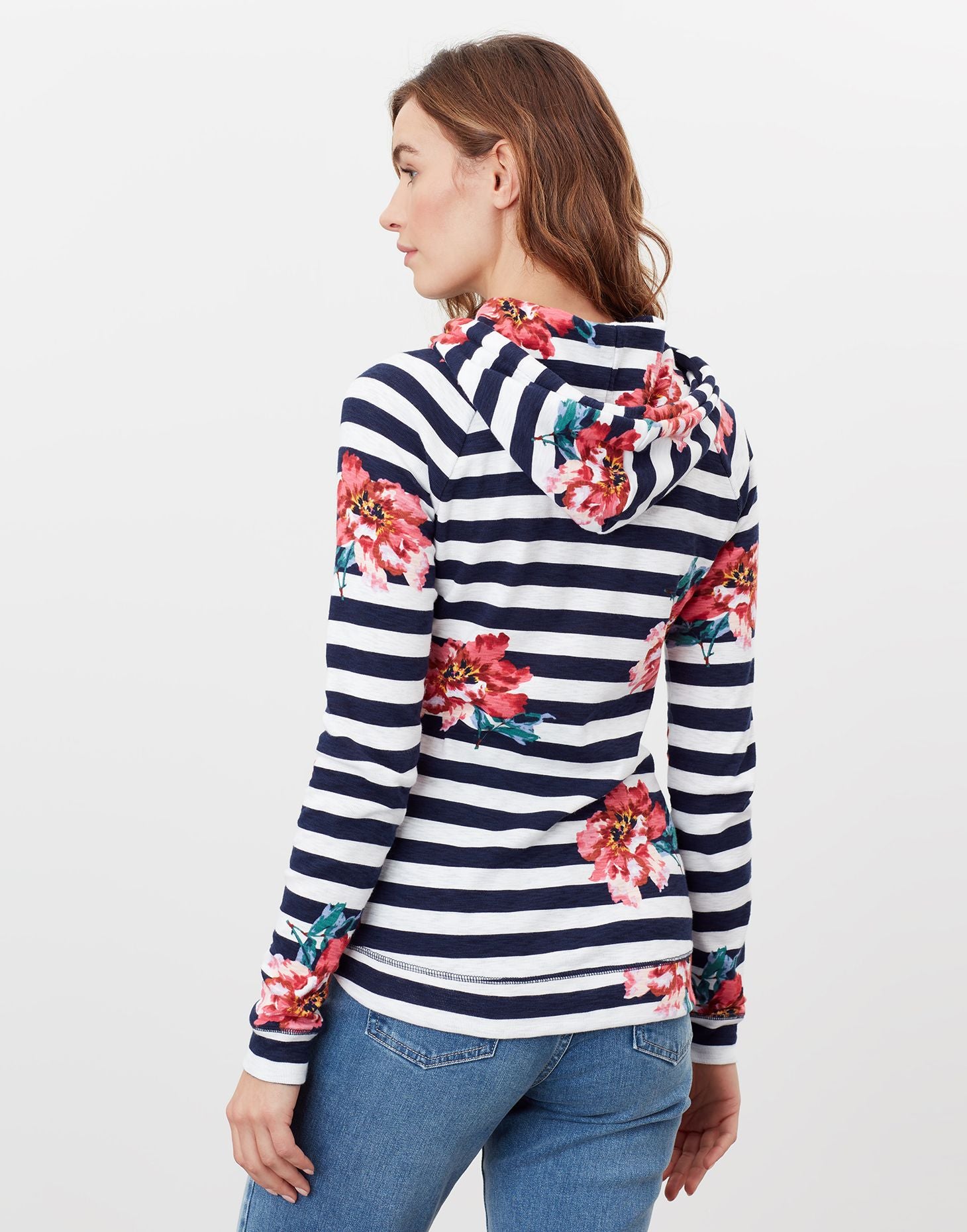 Marlston PrintCream Floral Hooded Sweatshirt