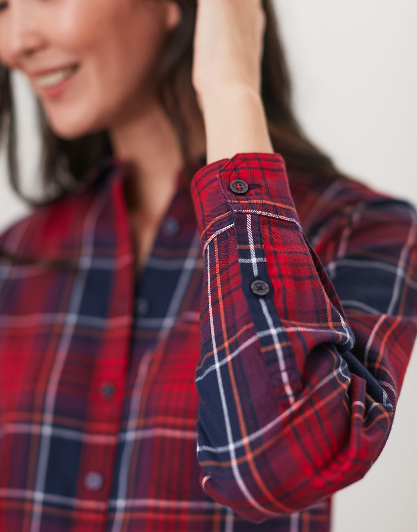 Women’s Lorena Longline Shirt - French Navy Check