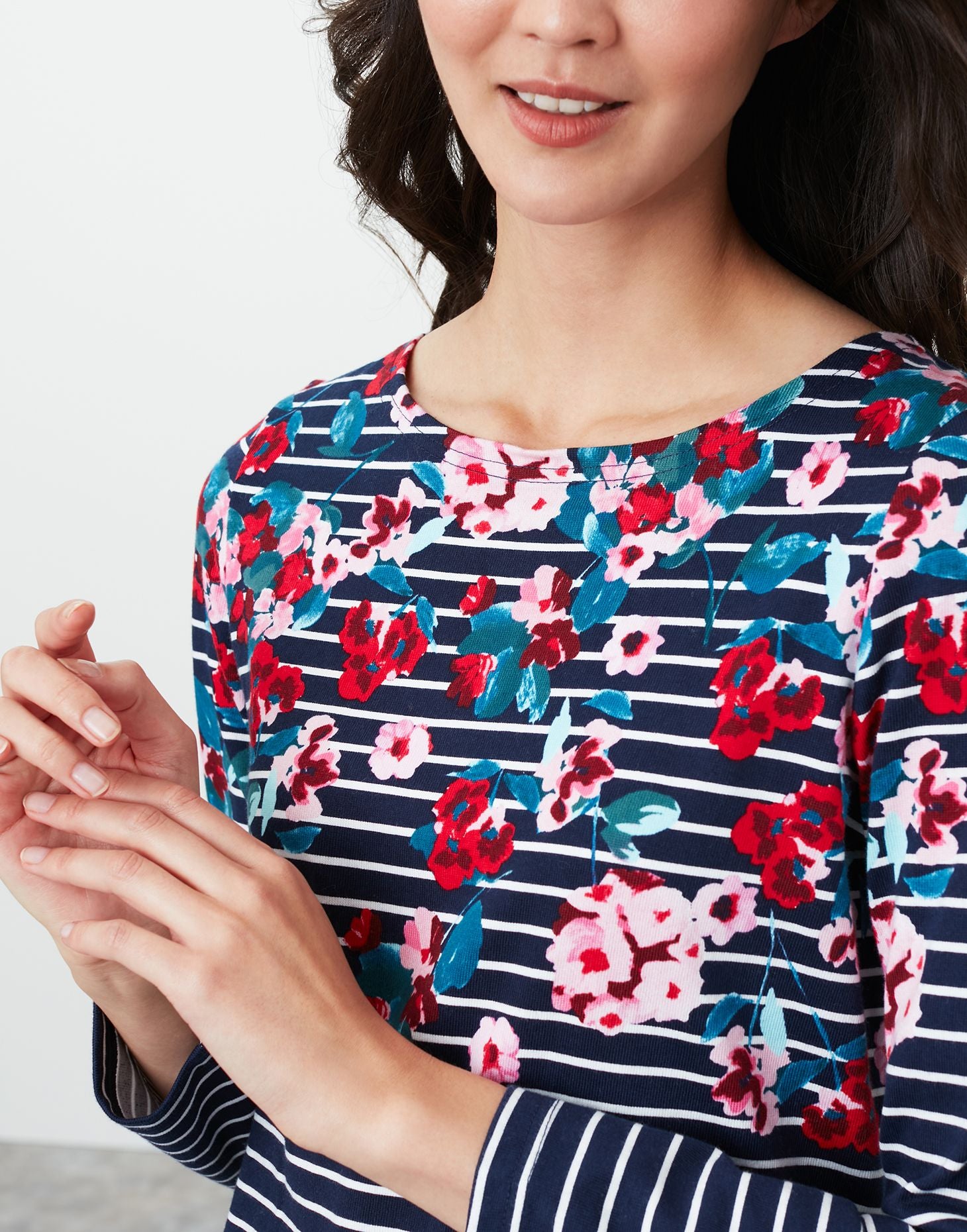 Harbour Long Sleeve Jersey Top - Navy Floral Stripe
