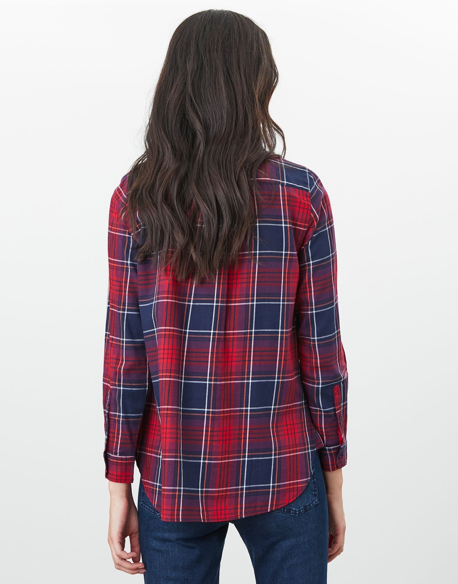 Women’s Lorena Longline Shirt - French Navy Check