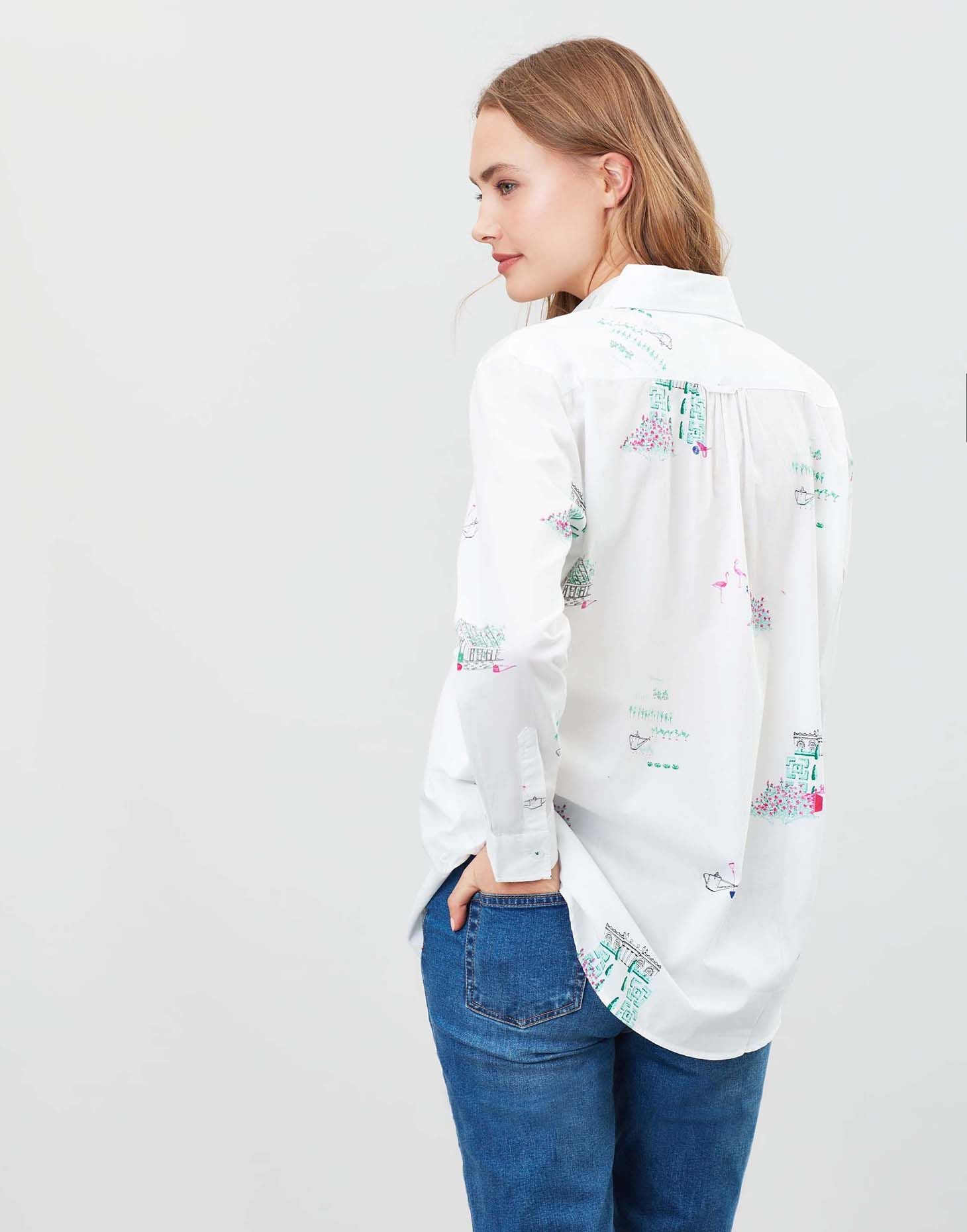 Joules - Women's Amilla Dropped Shoulder Shirt - White Garden