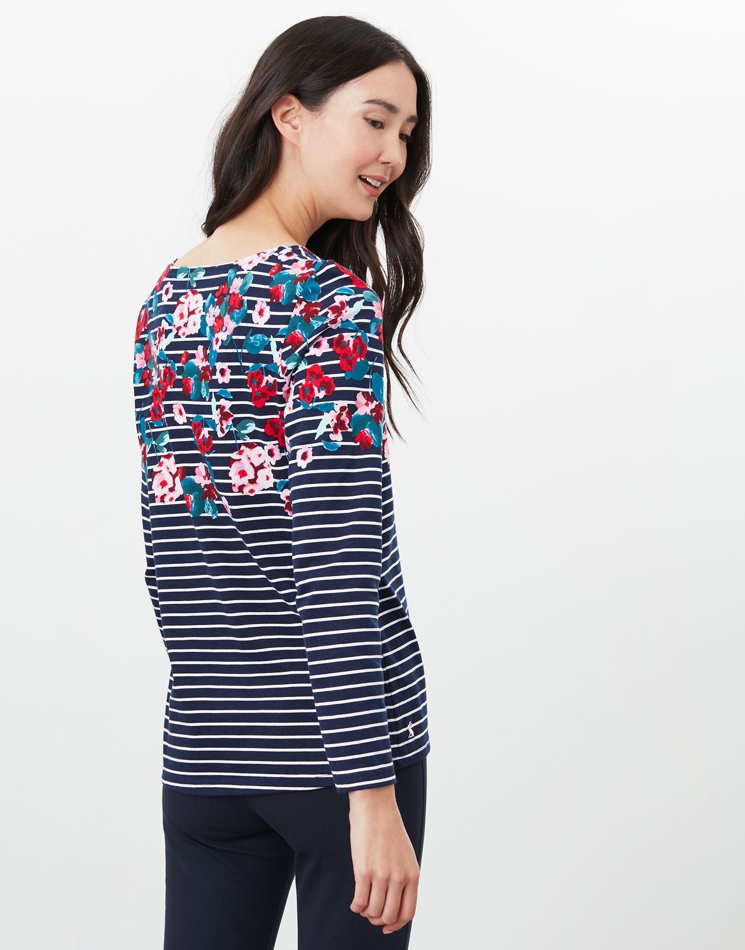 Harbour Long Sleeve Jersey Top - Navy Floral Stripe