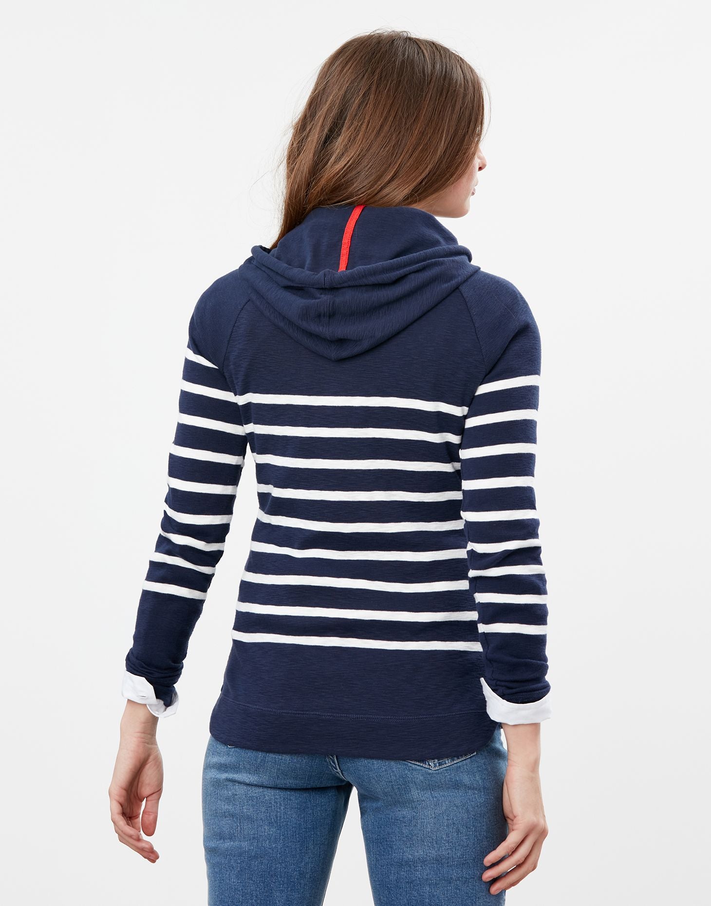Marlston Stripe Hooded Sweatshirt in French Navy Cream Stripe