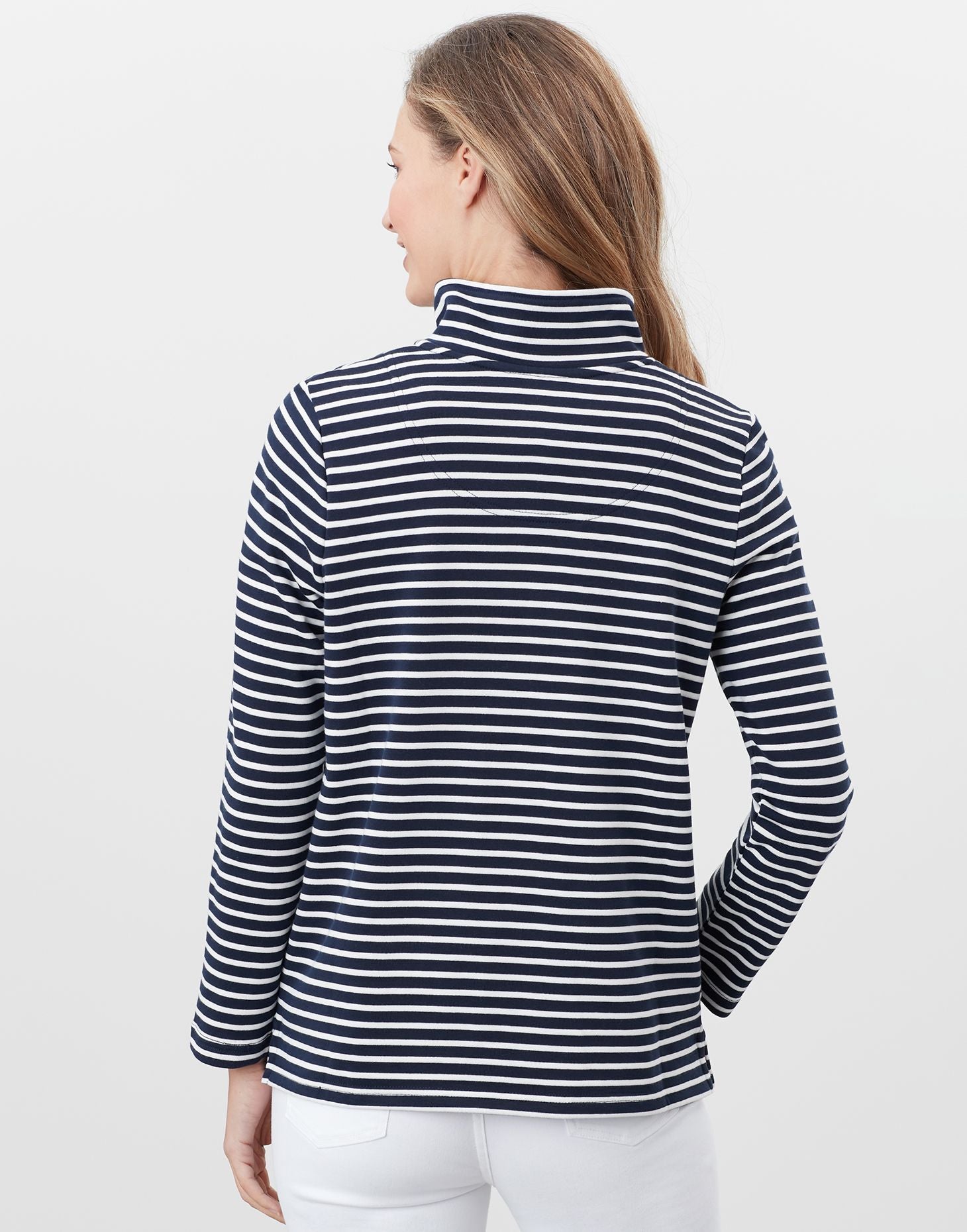 Joules - Women's Pip Half Zip Sweatshirt - Navy Cream Stripe