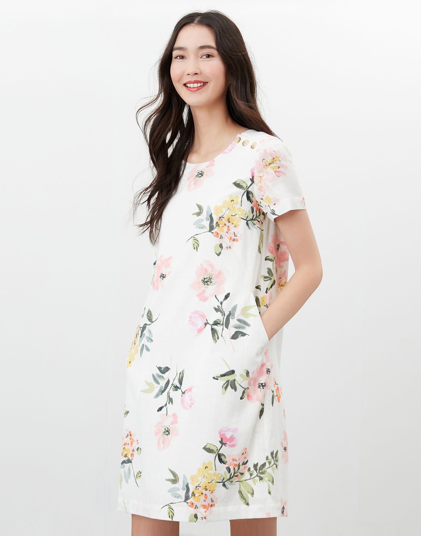 Rosetta Print Shift Dress in Cream floral