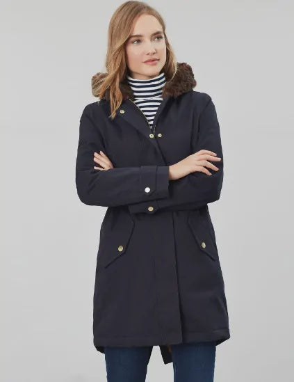 Joules - Women's Piper Parka with Fur Trim Hood - Marine Navy