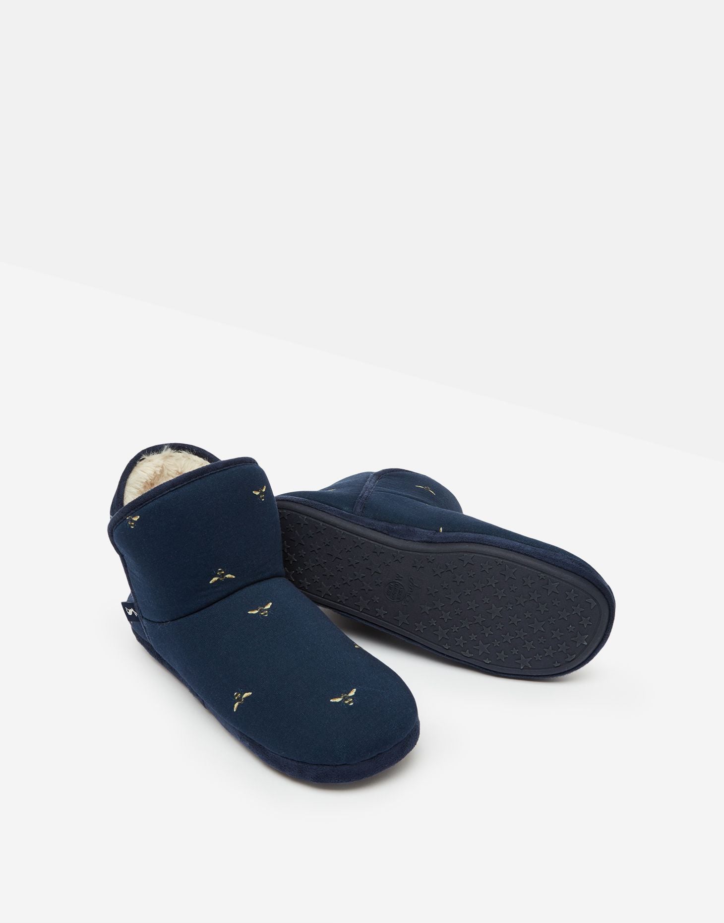 Women's Cabin Faux Fur Lined Slippers - Navy Bees