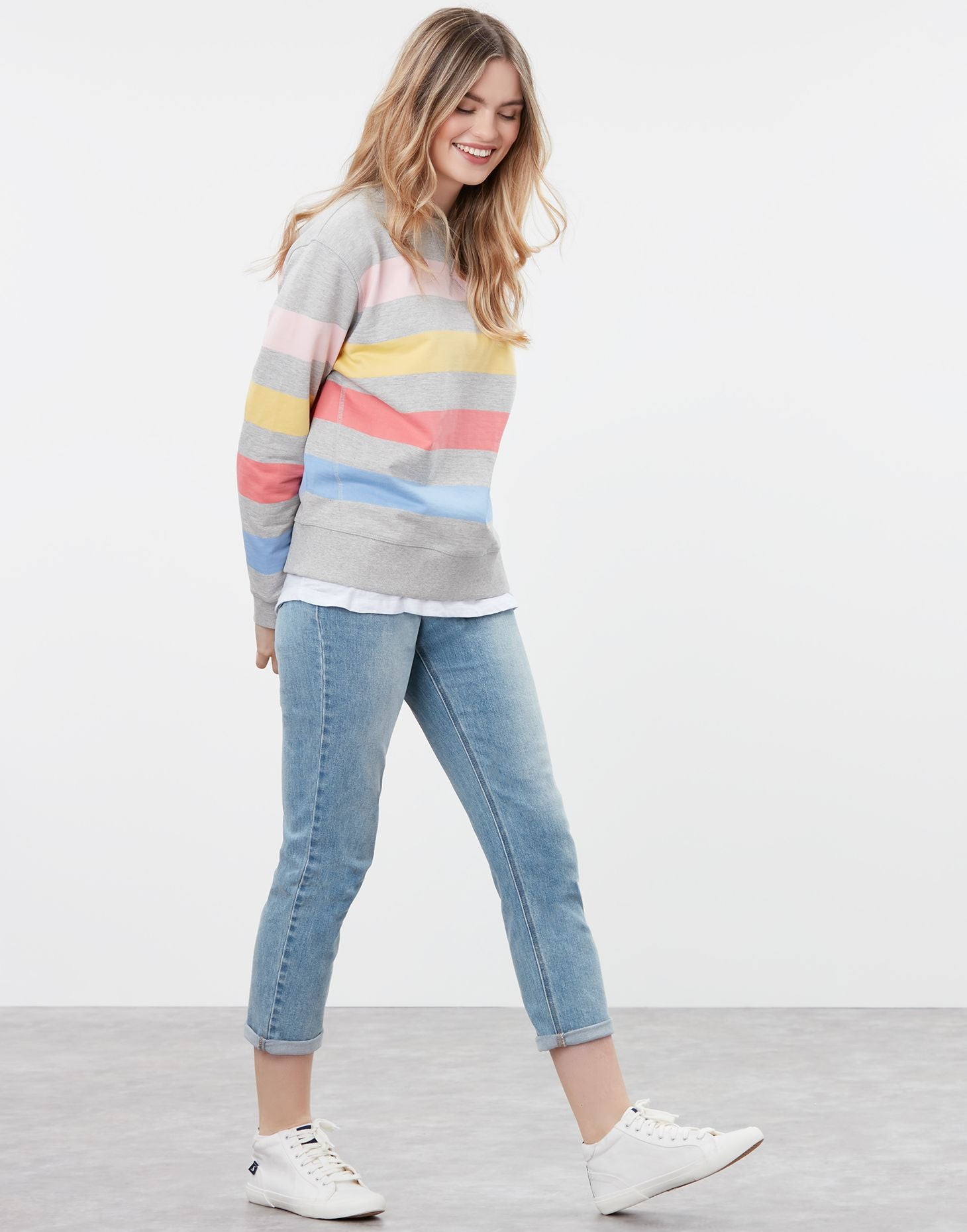 Women's Monique Crew Neck Sweatshirt - Grey Marl Stripe