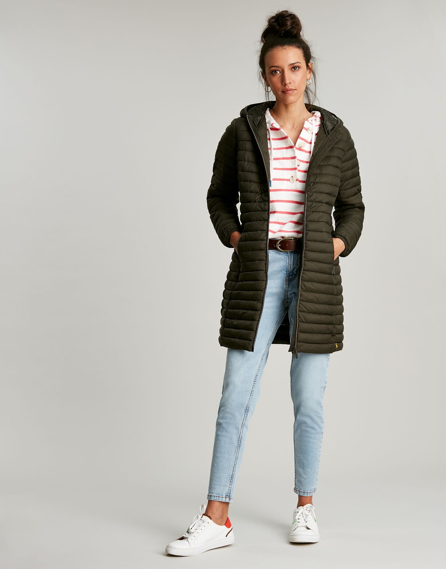 Joules Snug Long Packable Shower Proof Coat Heritage Green